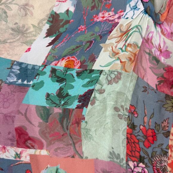 Anthropologie Dress Chiffon Shift Midi Patchwork Print Rose Boho Flowy Nwt XS - Picture 4 of 9